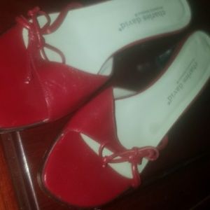 Red leather heeled sandals by Charles David
